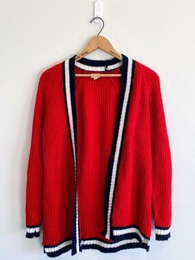 Vintage Varsity Stripe Raglan Cardigan / Y2K